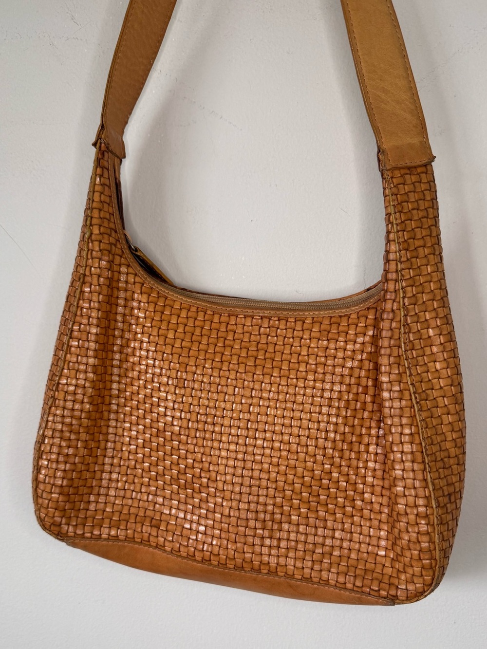 Vintage Lord & Taylor Woven Leather Hobo Shoulder Bag Y2K - Picture 5 of 12